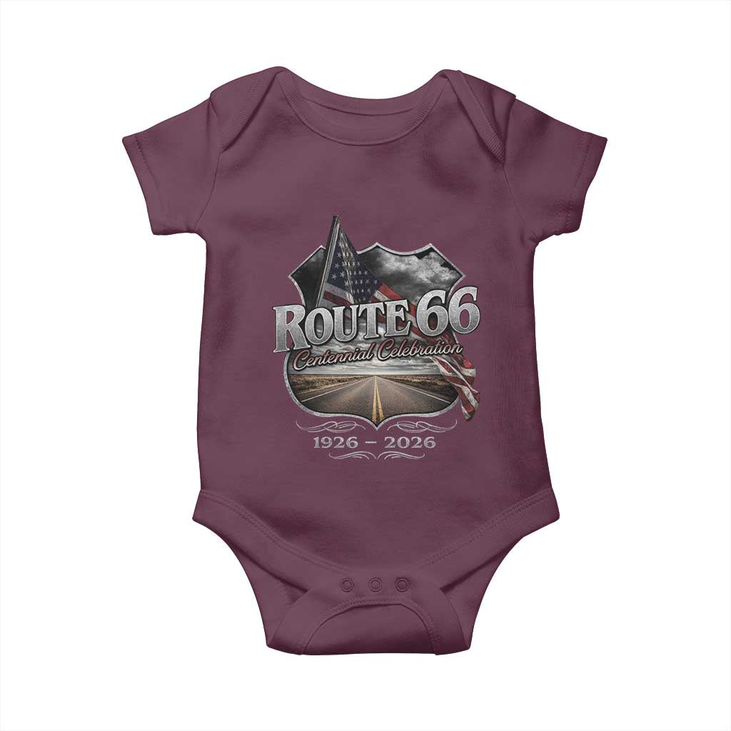US Route Highway 66 Centennial Celebration Baby Onesie 100 Years Of The Mother Road Vintage American Flag