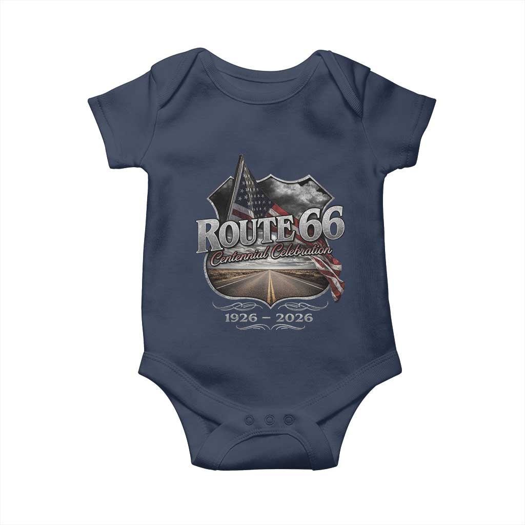 US Route Highway 66 Centennial Celebration Baby Onesie 100 Years Of The Mother Road Vintage American Flag
