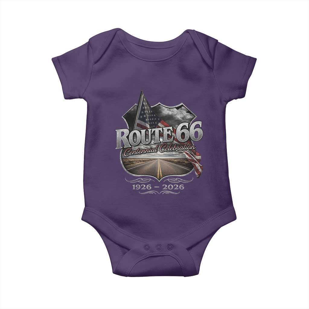 US Route Highway 66 Centennial Celebration Baby Onesie 100 Years Of The Mother Road Vintage American Flag