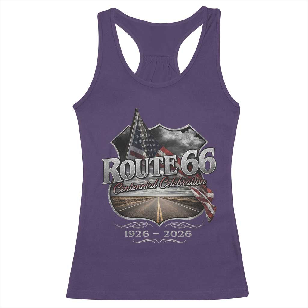 US Route Highway 66 Centennial Celebration Racerback Tank Top 100 Years Of The Mother Road Vintage American Flag