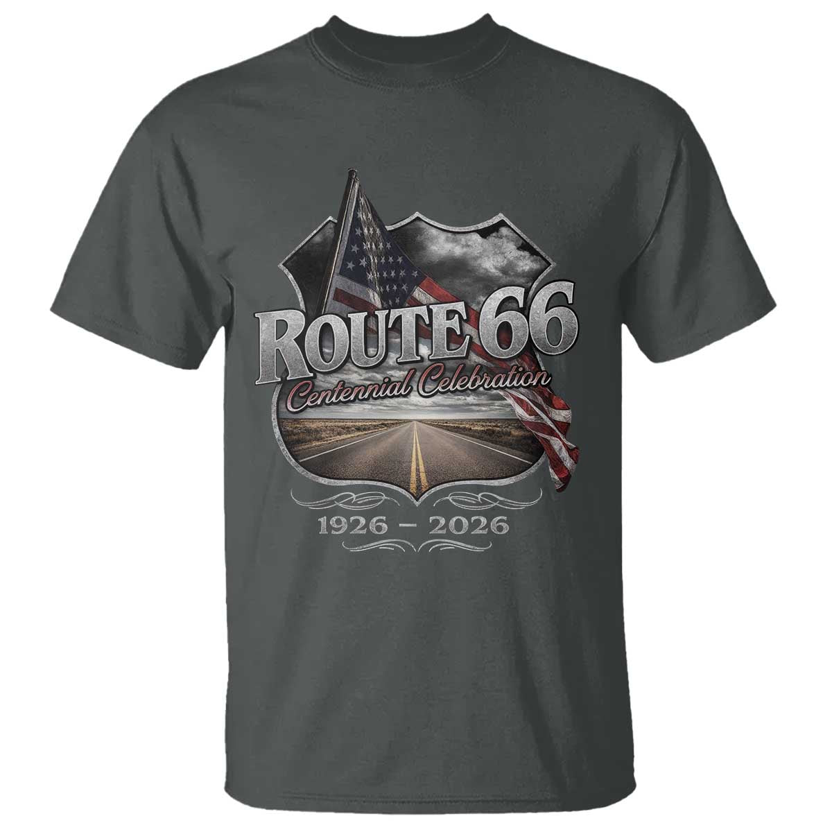 US Route Highway 66 Centennial Celebration T Shirt 100 Years Of The Mother Road Vintage American Flag