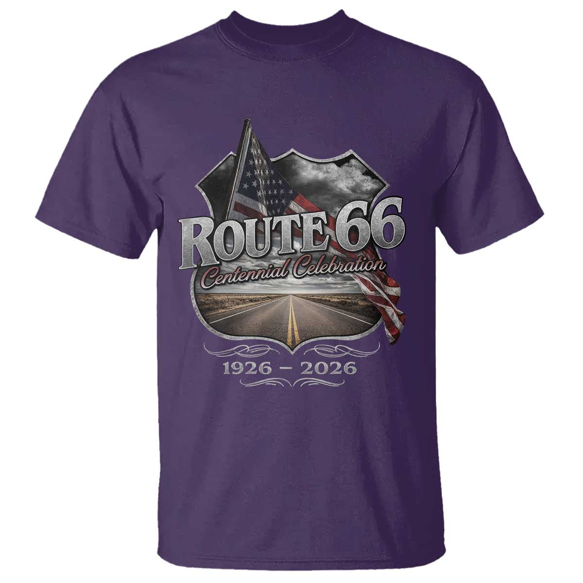 US Route Highway 66 Centennial Celebration T Shirt 100 Years Of The Mother Road Vintage American Flag