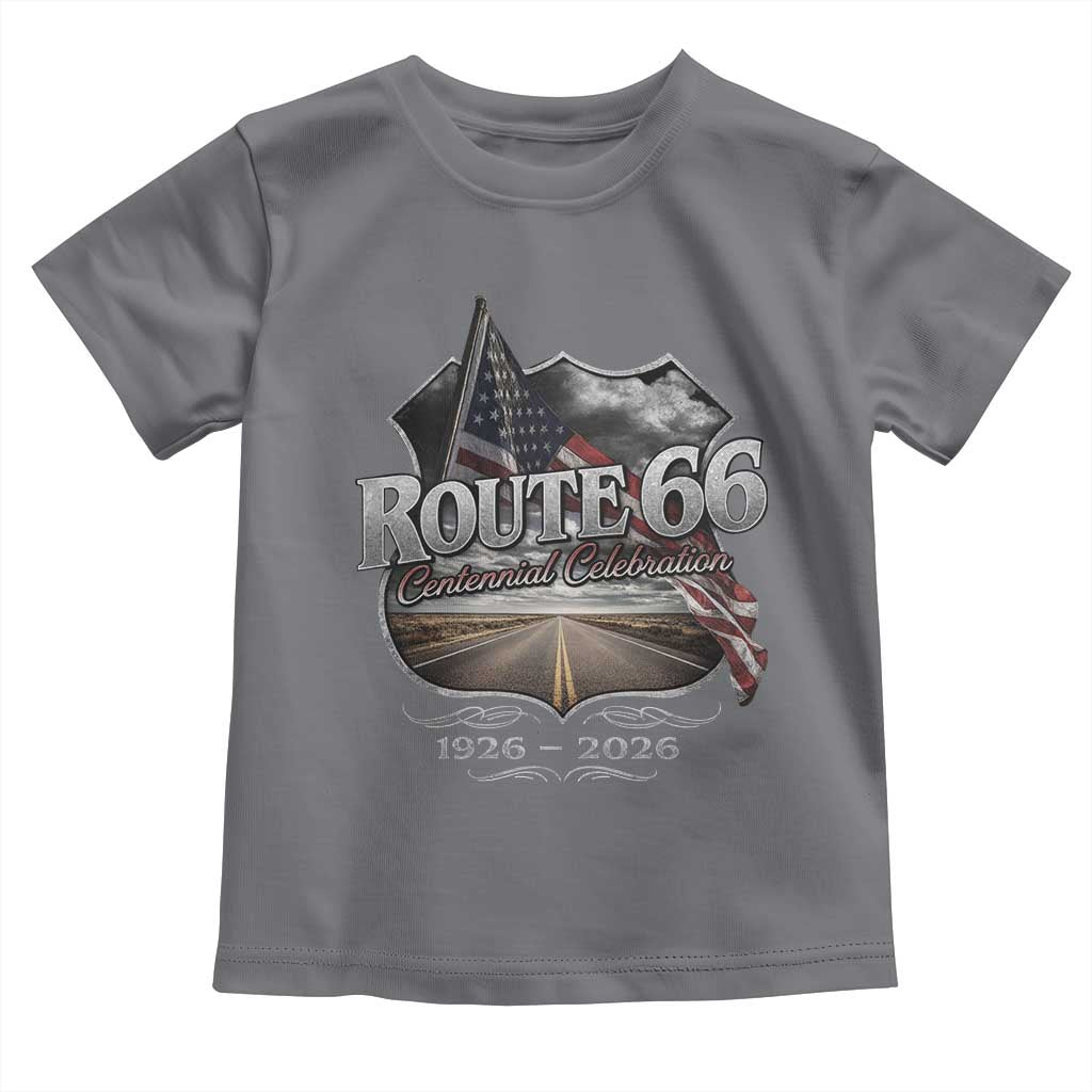 US Route Highway 66 Centennial Celebration Toddler T Shirt 100 Years Of The Mother Road Vintage American Flag