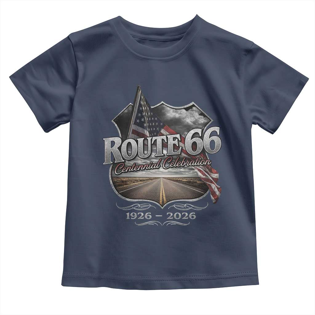 US Route Highway 66 Centennial Celebration Toddler T Shirt 100 Years Of The Mother Road Vintage American Flag