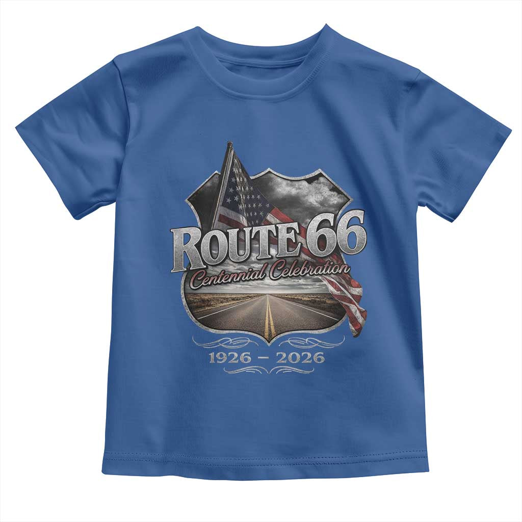 US Route Highway 66 Centennial Celebration Toddler T Shirt 100 Years Of The Mother Road Vintage American Flag