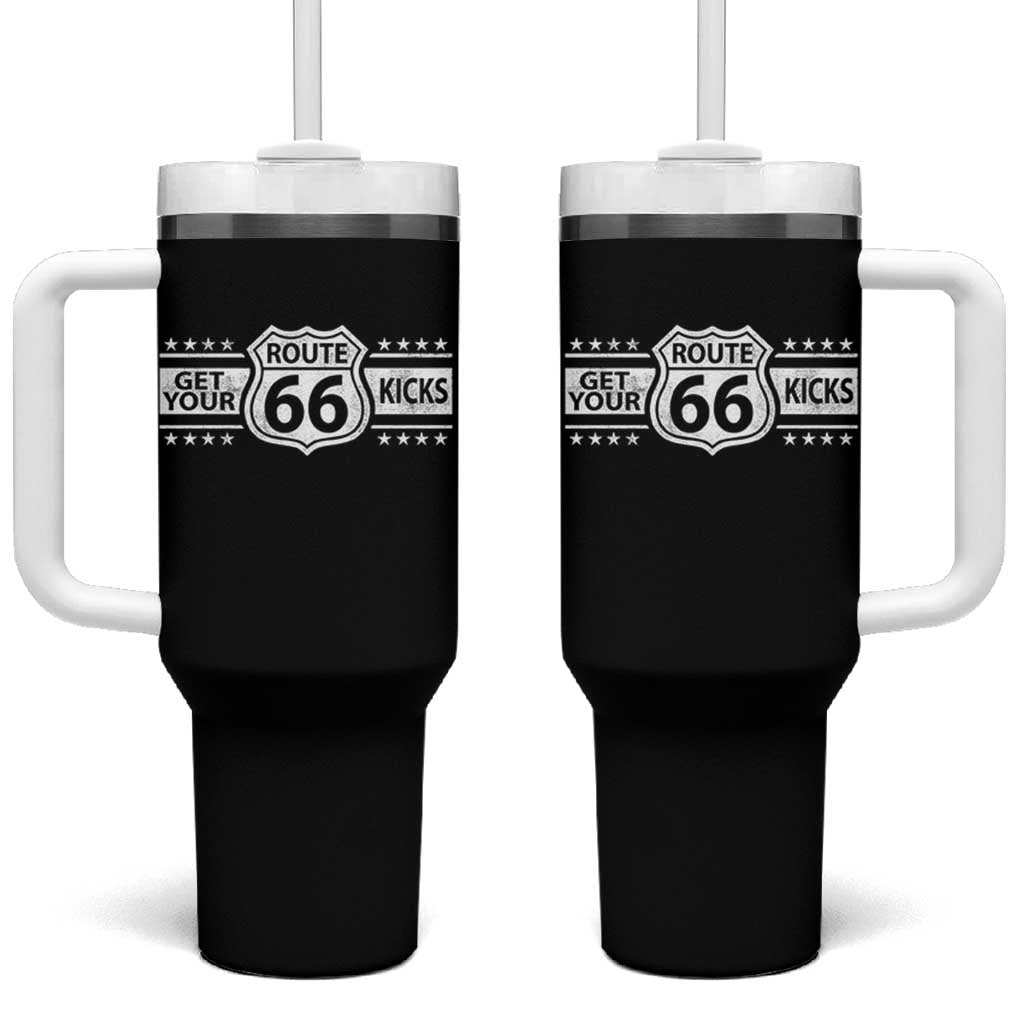 Route Highway 66 Tumbler With Handle Get Your Kicks American Road Trip