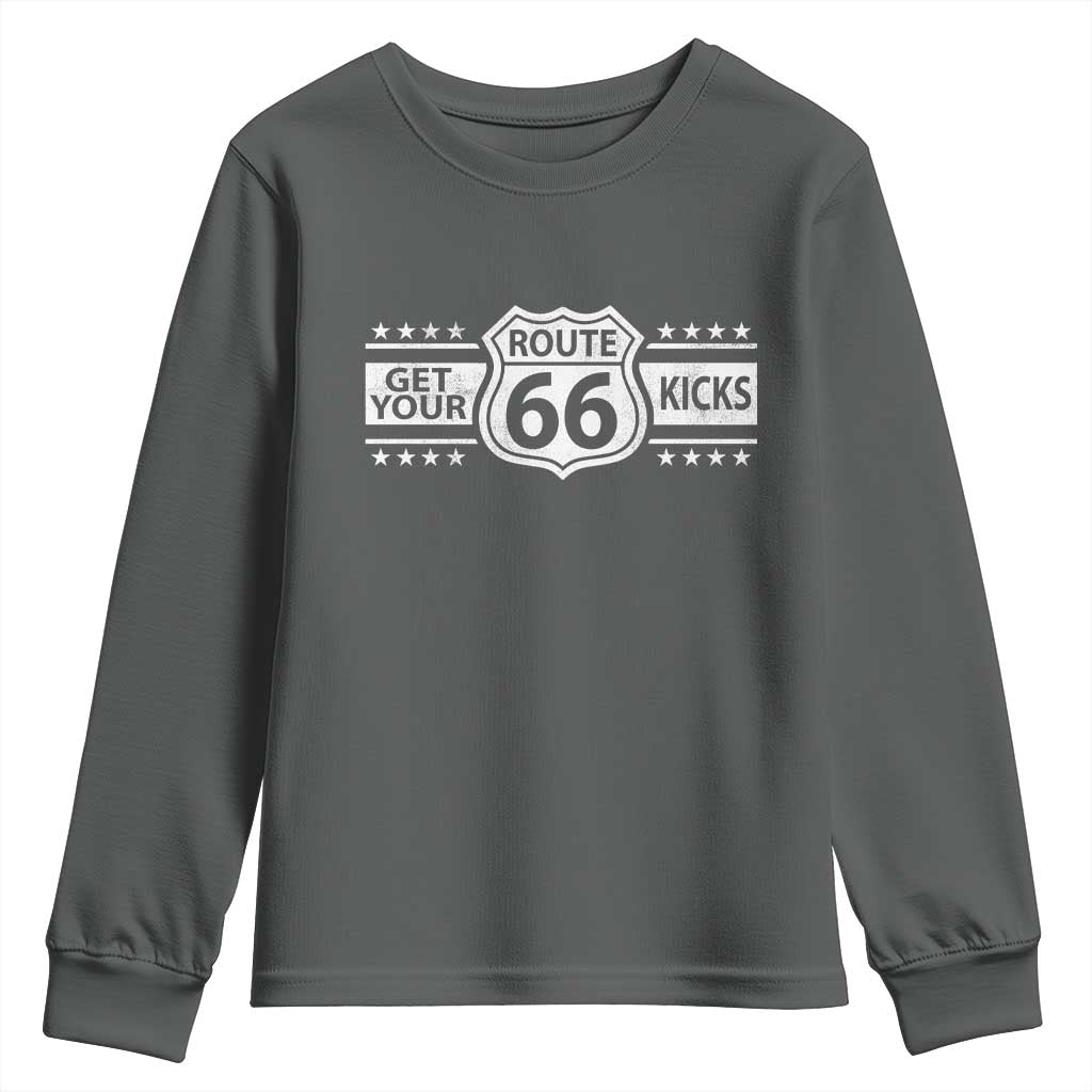 Route Highway 66 Youth Sweatshirt Get Your Kicks American Road Trip