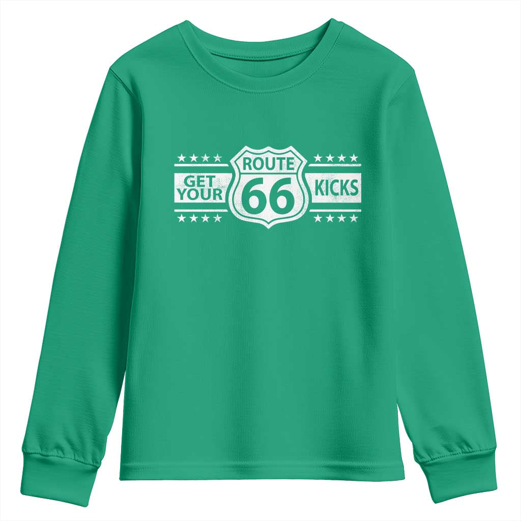 Route Highway 66 Youth Sweatshirt Get Your Kicks American Road Trip