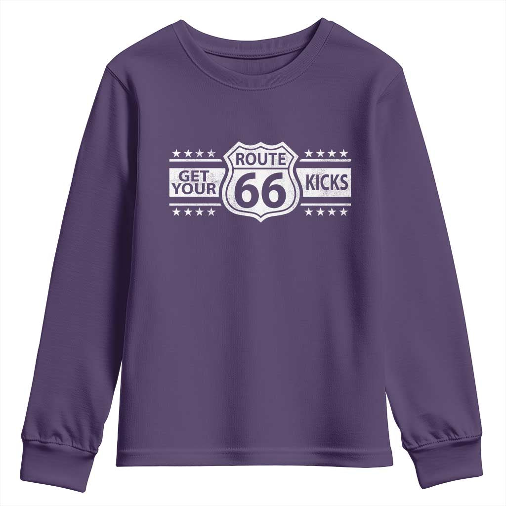 Route Highway 66 Youth Sweatshirt Get Your Kicks American Road Trip