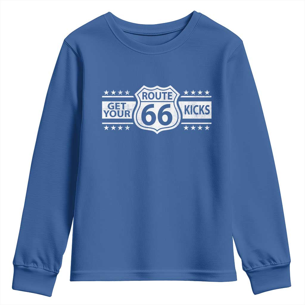 Route Highway 66 Youth Sweatshirt Get Your Kicks American Road Trip