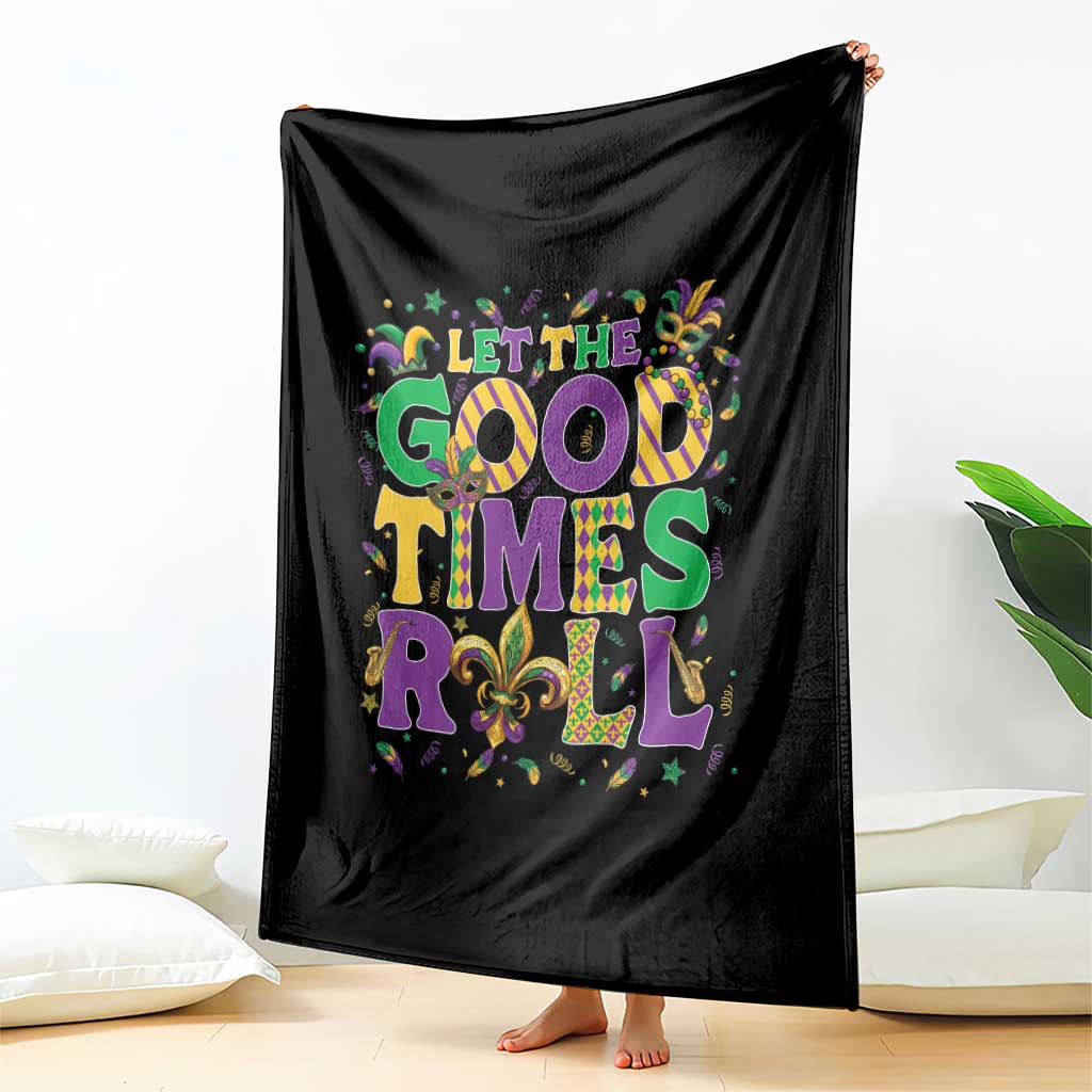 Mardi Gras Let The Good Times Roll Throw Blanket Funny Carnival