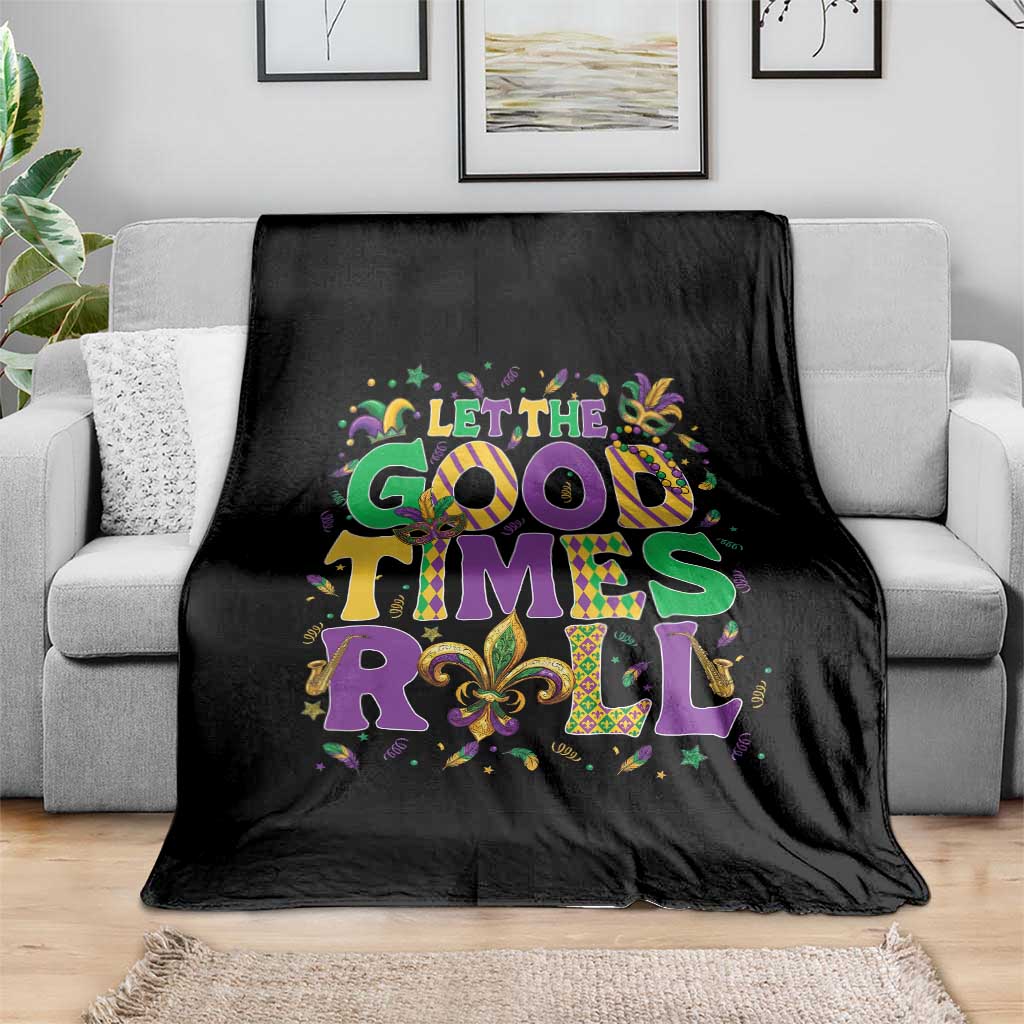 Mardi Gras Let The Good Times Roll Throw Blanket Funny Carnival