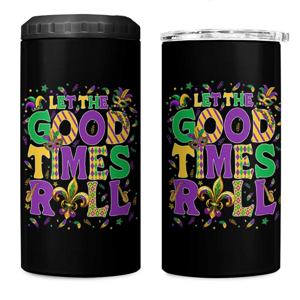 Mardi Gras Let The Good Times Roll 4 in 1 Can Cooler Tumbler Funny Carnival