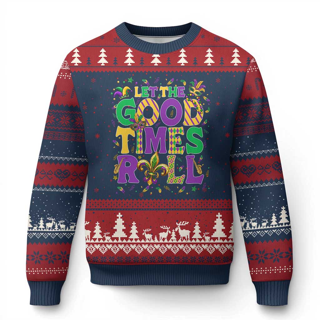 Mardi Gras Let The Good Times Roll Ugly Christmas Sweater Funny Carnival