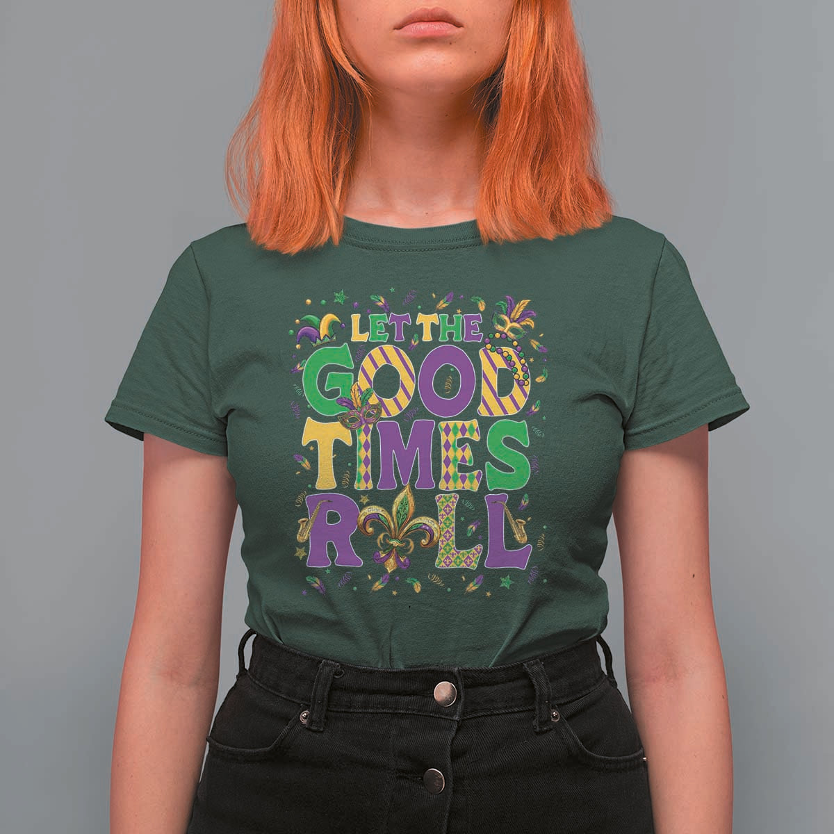 Mardi Gras Let The Good Times Roll T Shirt For Women Funny Carnival