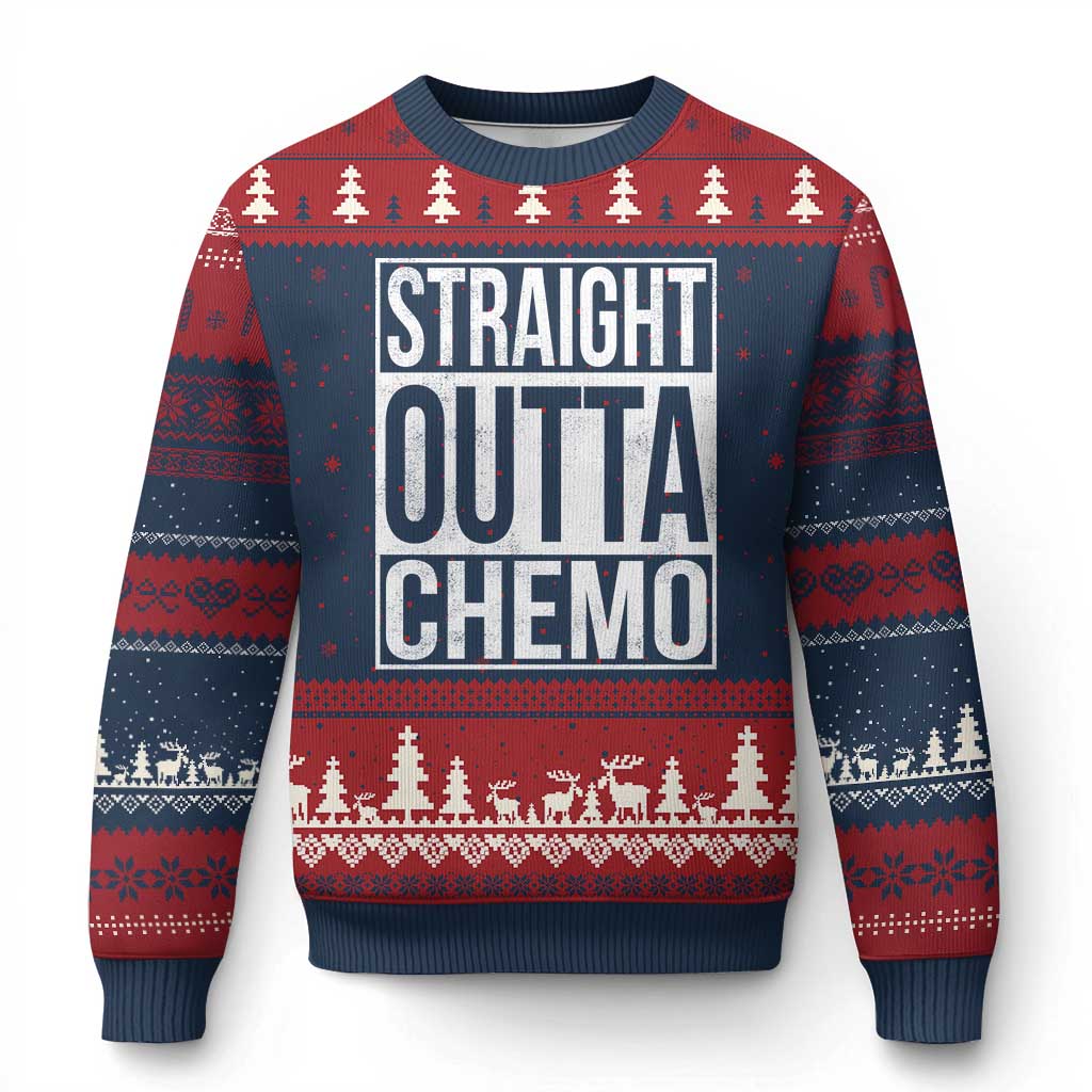 Straight Outta Chemo Ugly Christmas Sweater Funny Battle Cancer Gift
