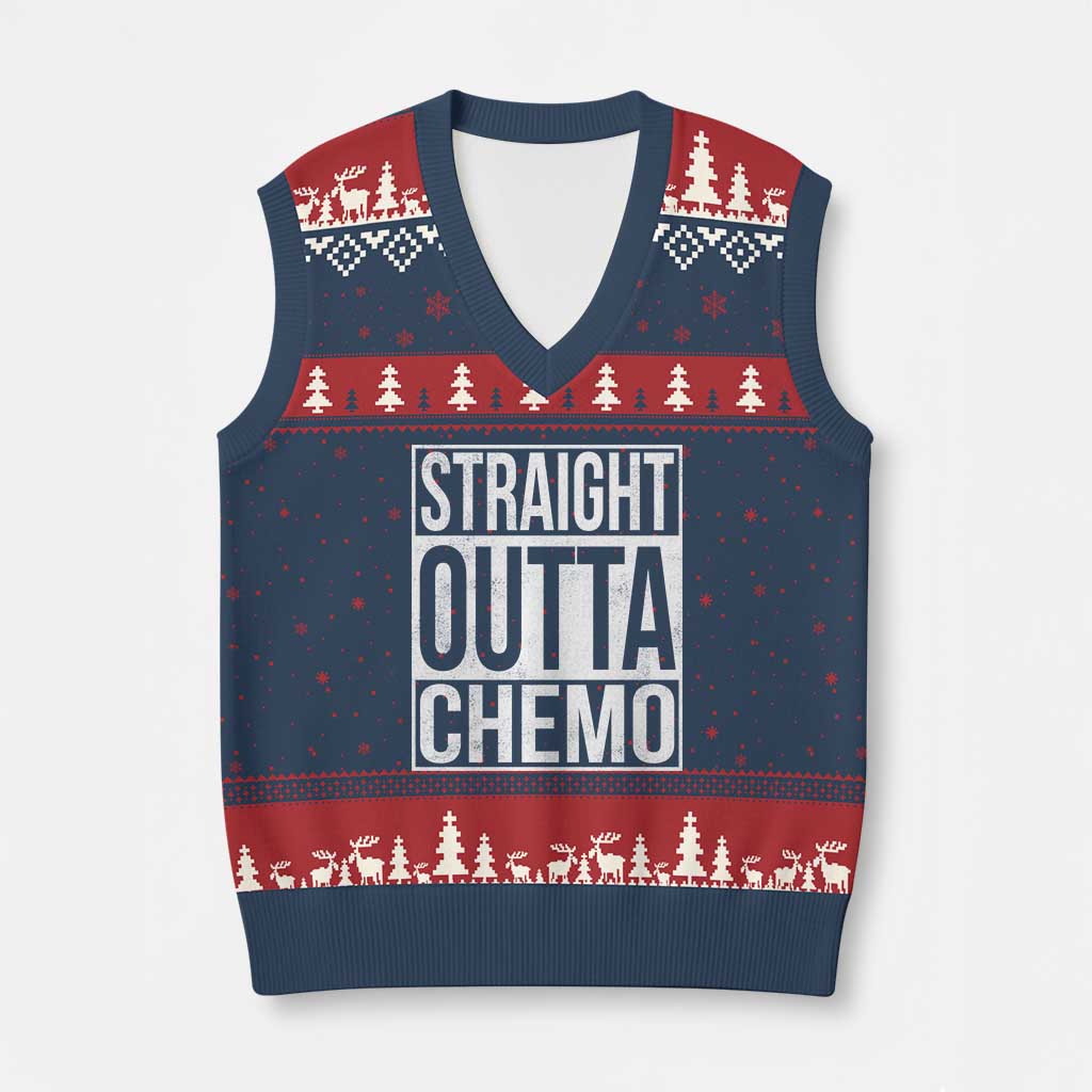 Straight Outta Chemo V-Neck Knit Sweater Vest Funny Battle Cancer Gift
