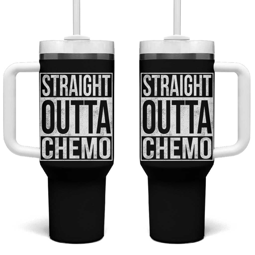 Straight Outta Chemo Tumbler With Handle Funny Battle Cancer Gift