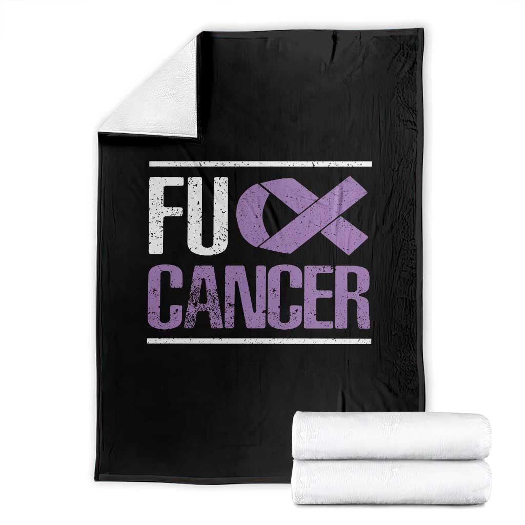Fuck Cancer Throw Blanket Funny National Cancer Prevention Month Lavender Ribbon
