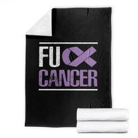 Fuck Cancer Throw Blanket Funny National Cancer Prevention Month Lavender Ribbon