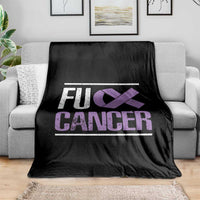 Fuck Cancer Throw Blanket Funny National Cancer Prevention Month Lavender Ribbon