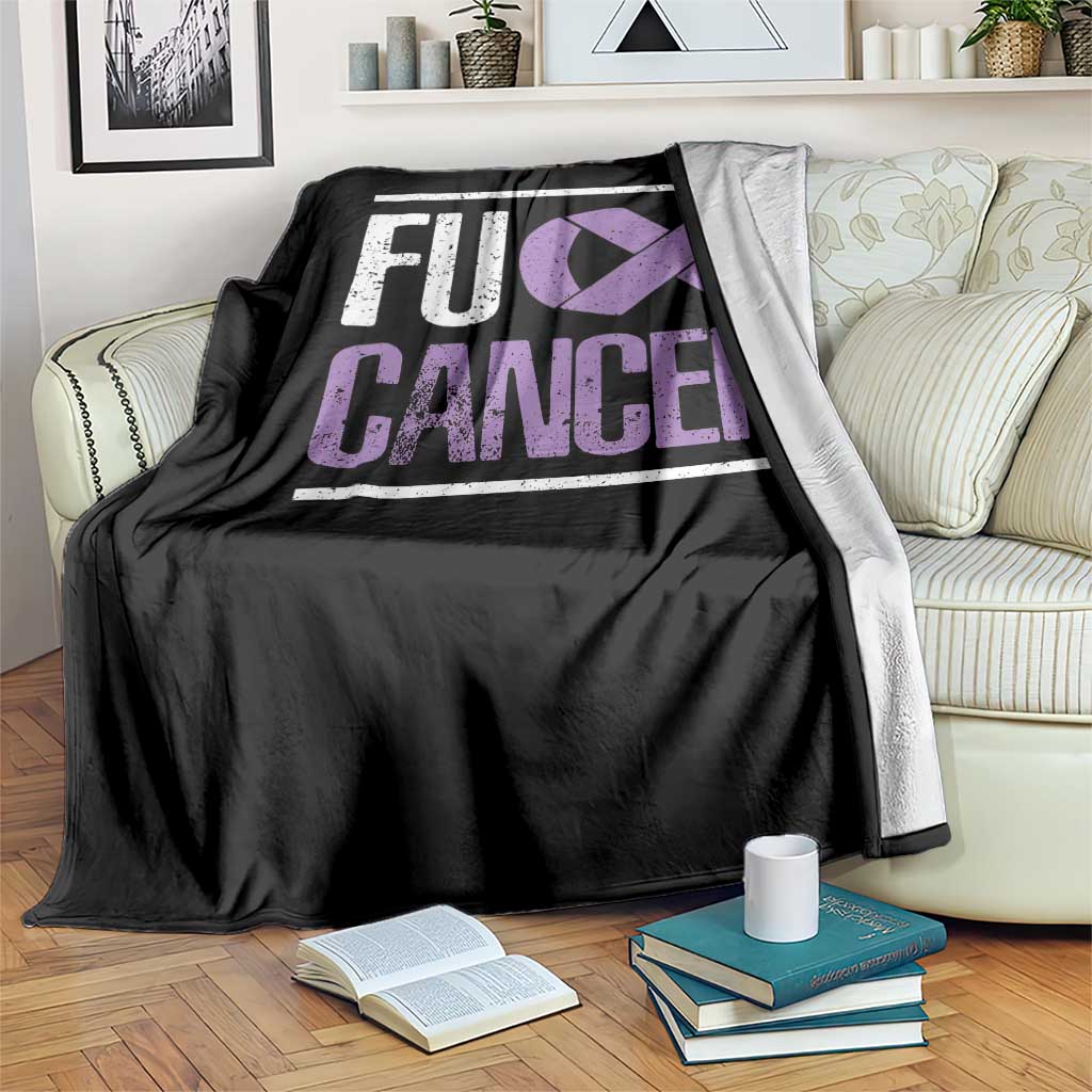 Fuck Cancer Throw Blanket Funny National Cancer Prevention Month Lavender Ribbon