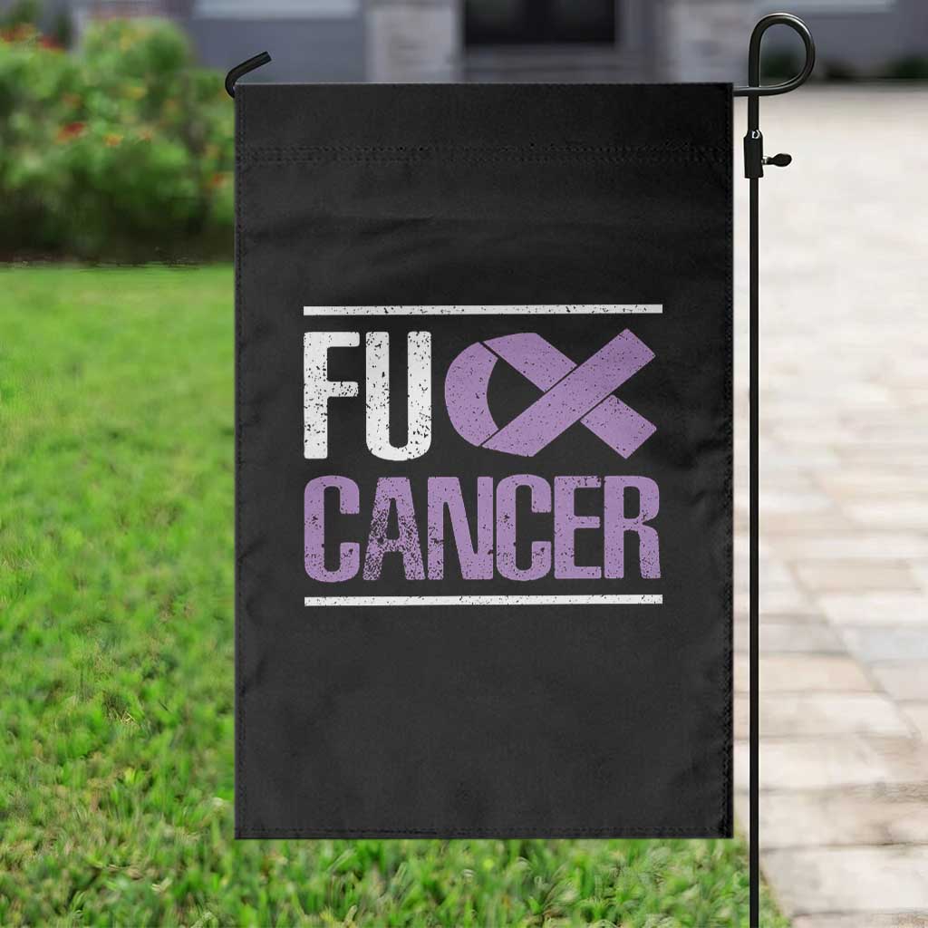 Fuck Cancer Garden Flag Funny National Cancer Prevention Month Lavender Ribbon