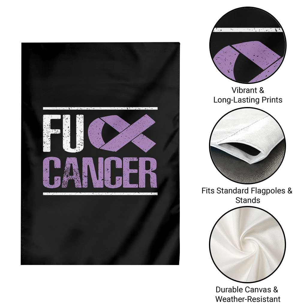Fuck Cancer Garden Flag Funny National Cancer Prevention Month Lavender Ribbon