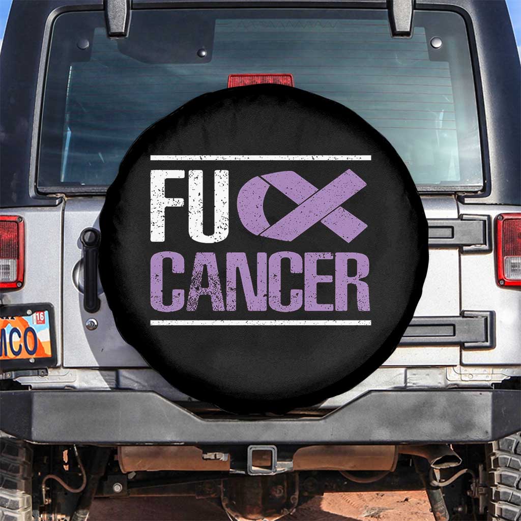 Fuck Cancer Spare Tire Cover Funny National Cancer Prevention Month Lavender Ribbon