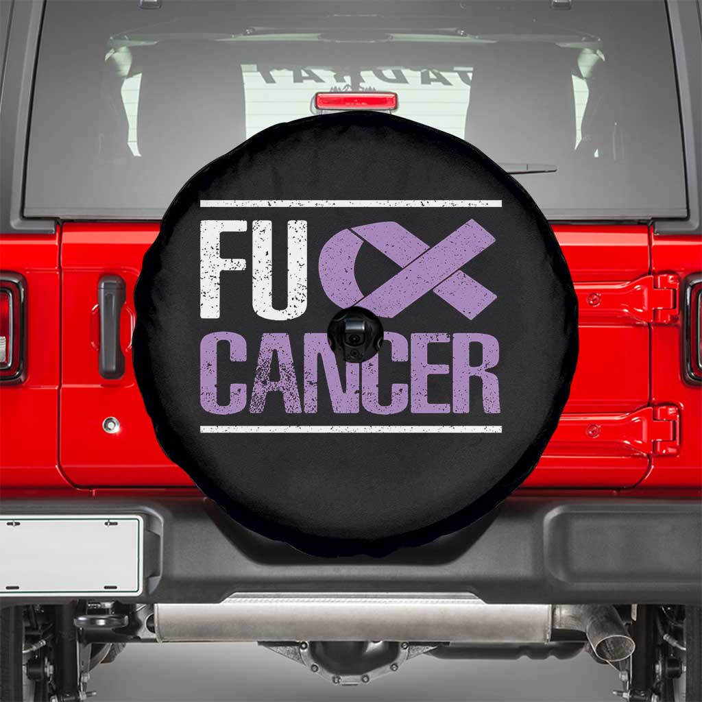 Fuck Cancer Spare Tire Cover Funny National Cancer Prevention Month Lavender Ribbon