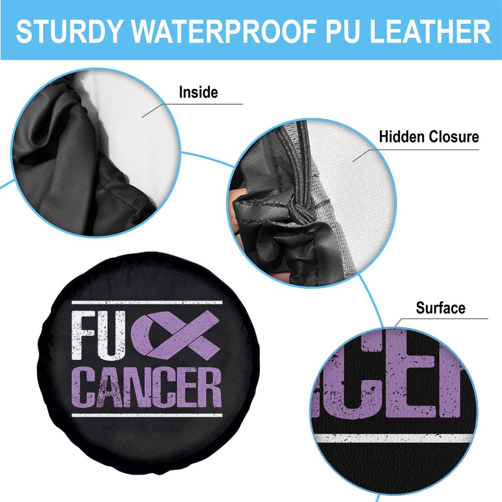 Fuck Cancer Spare Tire Cover Funny National Cancer Prevention Month Lavender Ribbon