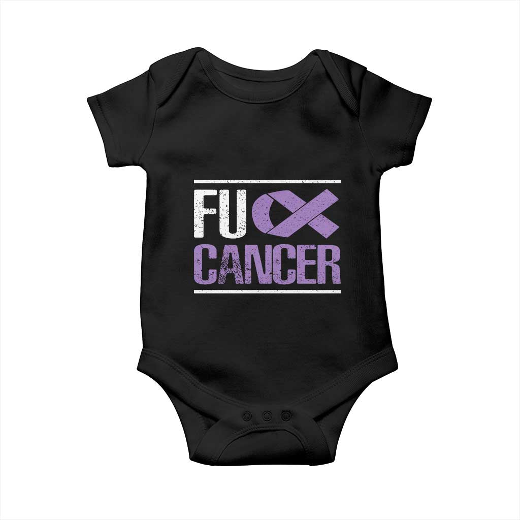 Fuck Cancer Baby Onesie Funny National Cancer Prevention Month Lavender Ribbon