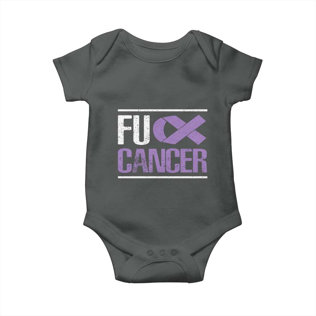 Fuck Cancer Baby Onesie Funny National Cancer Prevention Month Lavender Ribbon
