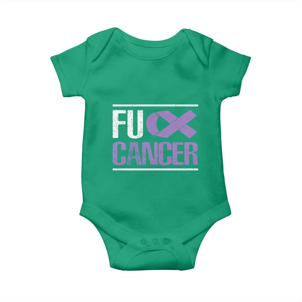 Fuck Cancer Baby Onesie Funny National Cancer Prevention Month Lavender Ribbon