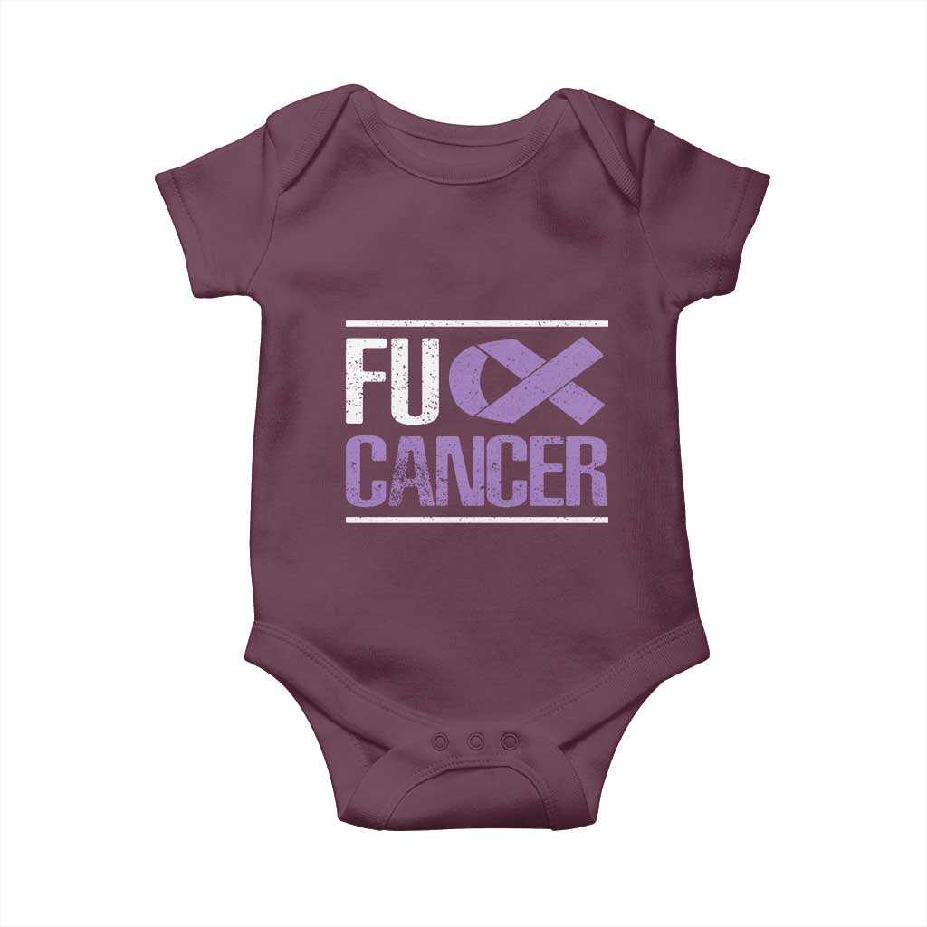 Fuck Cancer Baby Onesie Funny National Cancer Prevention Month Lavender Ribbon