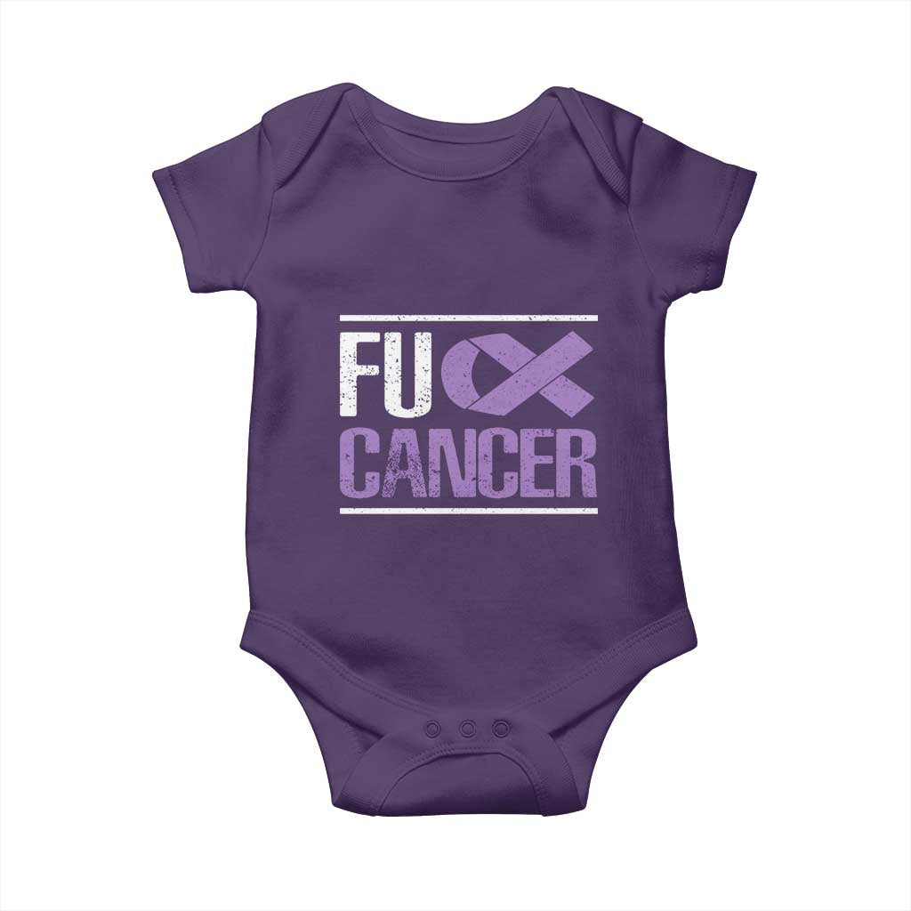 Fuck Cancer Baby Onesie Funny National Cancer Prevention Month Lavender Ribbon