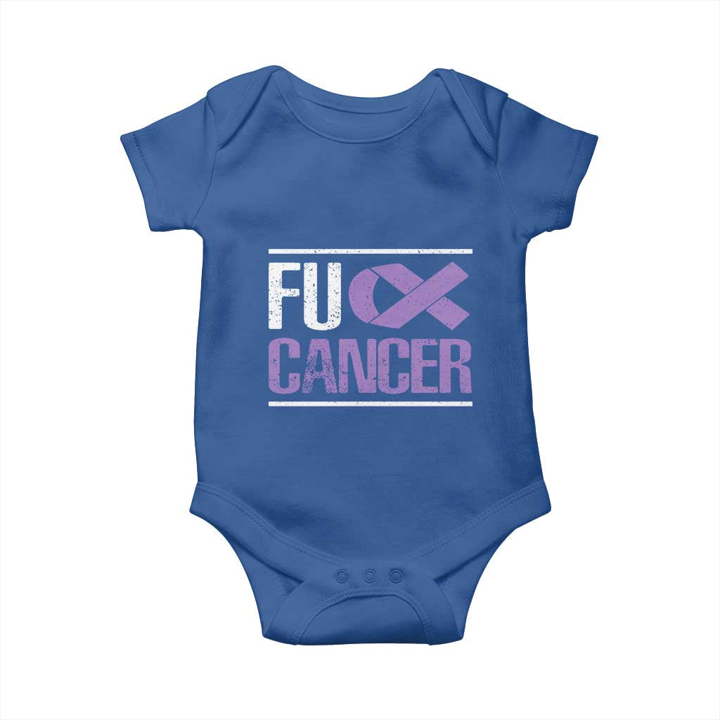 Fuck Cancer Baby Onesie Funny National Cancer Prevention Month Lavender Ribbon