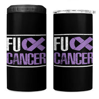 Fuck Cancer 4 in 1 Can Cooler Tumbler Funny National Cancer Prevention Month Lavender Ribbon