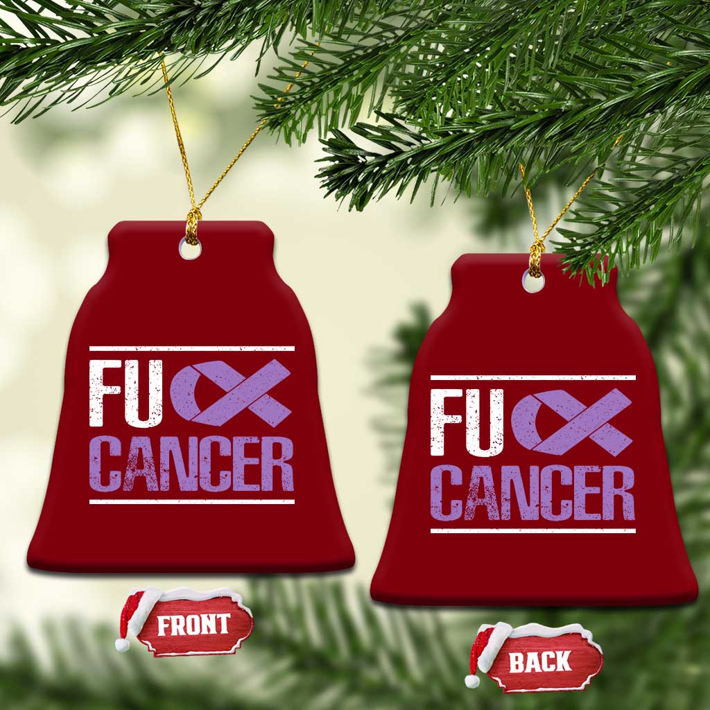 Fuck Cancer Ceramic Ornament Funny National Cancer Prevention Month Lavender Ribbon