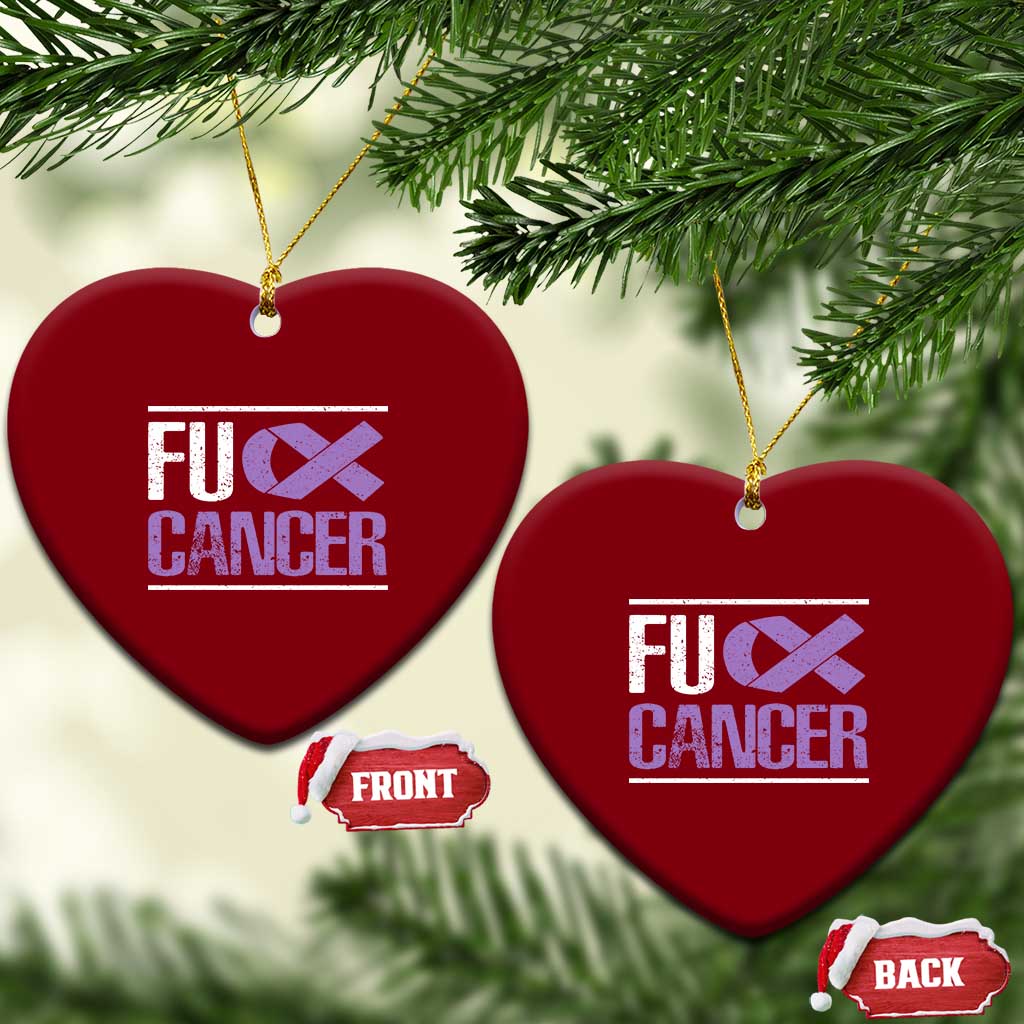 Fuck Cancer Ceramic Ornament Funny National Cancer Prevention Month Lavender Ribbon