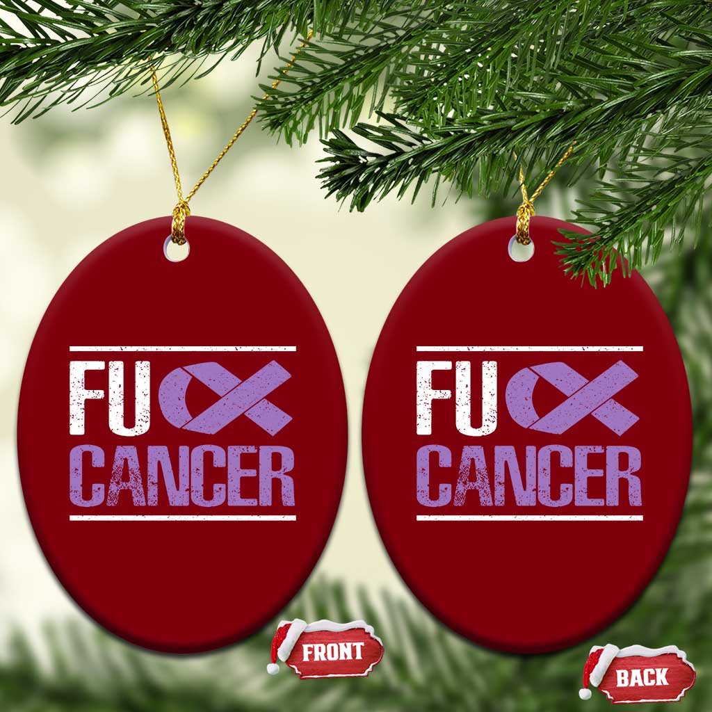 Fuck Cancer Ceramic Ornament Funny National Cancer Prevention Month Lavender Ribbon