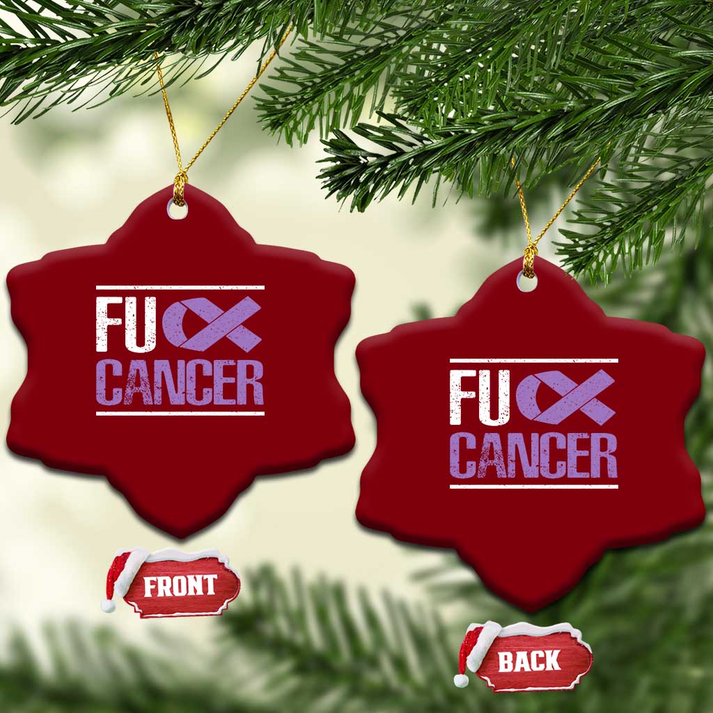 Fuck Cancer Ceramic Ornament Funny National Cancer Prevention Month Lavender Ribbon