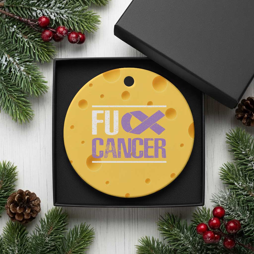 Fuck Cancer Ceramic Ornament Funny National Cancer Prevention Month Lavender Ribbon