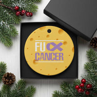 Fuck Cancer Ceramic Ornament Funny National Cancer Prevention Month Lavender Ribbon