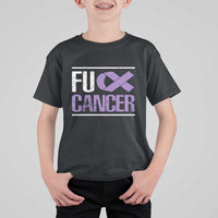 Fuck Cancer T Shirt For Kid Funny National Cancer Prevention Month Lavender Ribbon