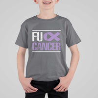 Fuck Cancer T Shirt For Kid Funny National Cancer Prevention Month Lavender Ribbon