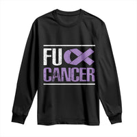 Fuck Cancer Long Sleeve Shirt Funny National Cancer Prevention Month Lavender Ribbon