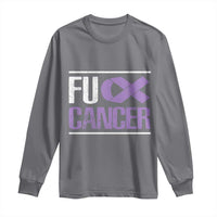 Fuck Cancer Long Sleeve Shirt Funny National Cancer Prevention Month Lavender Ribbon