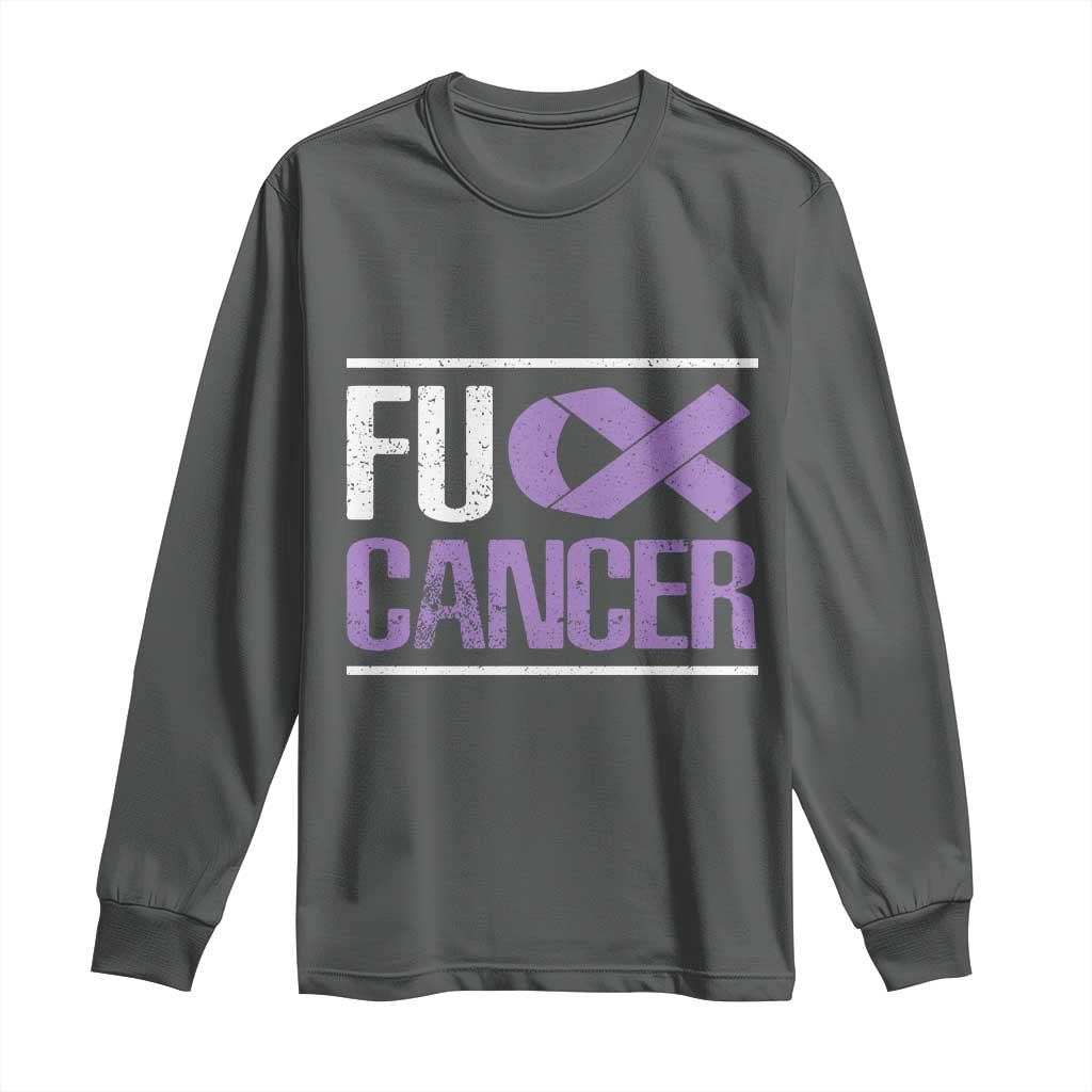 Fuck Cancer Long Sleeve Shirt Funny National Cancer Prevention Month Lavender Ribbon
