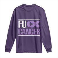 Fuck Cancer Long Sleeve Shirt Funny National Cancer Prevention Month Lavender Ribbon